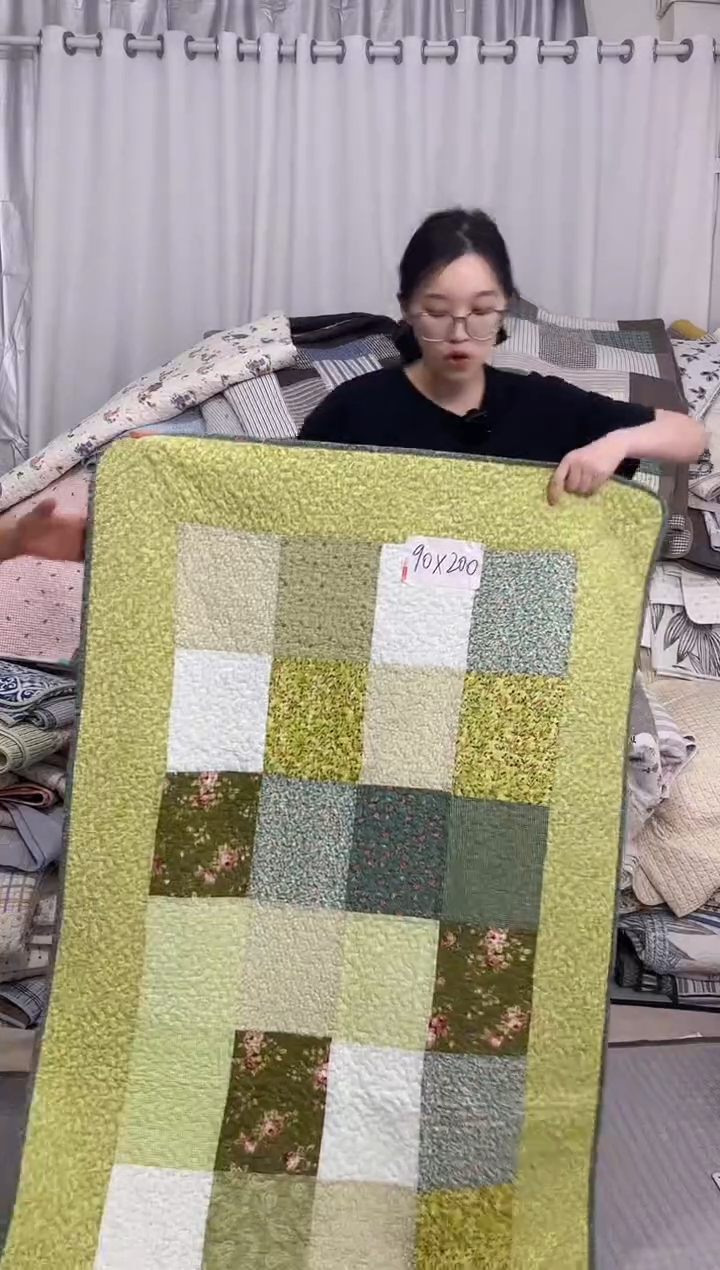 棉90*200深绿边百家被