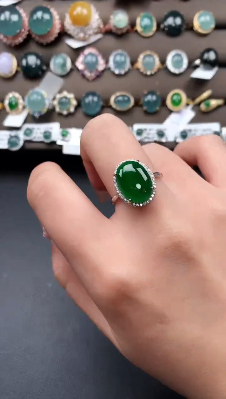 【闪购商品】翡翠戒指银S925镶嵌52141