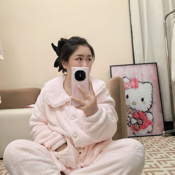 2025新款冬季娃娃领家居服睡衣套装加绒加厚时尚休闲开衫极寒板