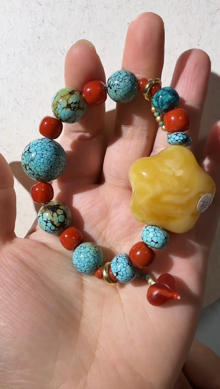 未镶嵌蜜蜡手链蜜蜡星星手链