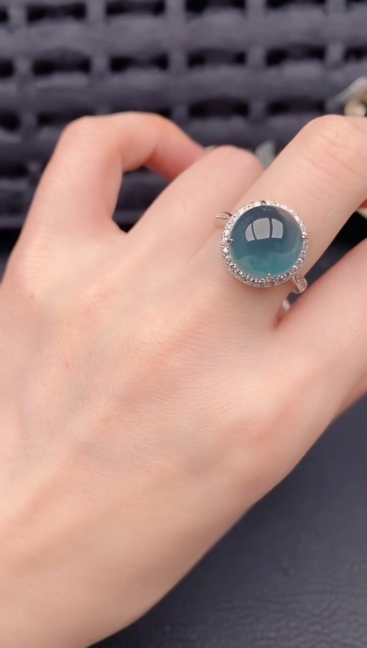 银S925镶嵌戒指翡翠天然a货翡翠425