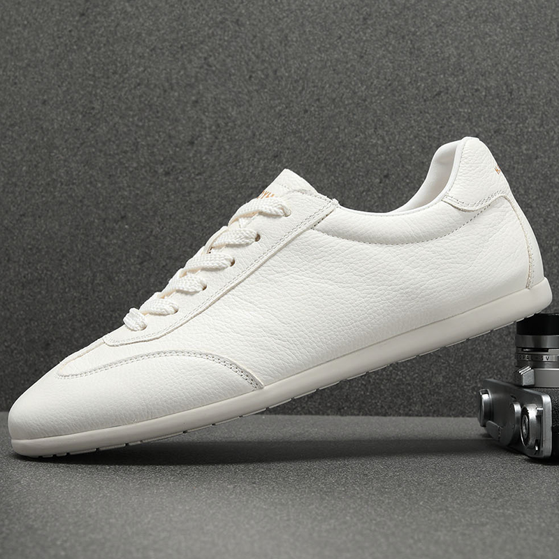 软牛皮男鞋2025新款秋季软底薄款透气真皮小白鞋平底耐磨休闲皮鞋