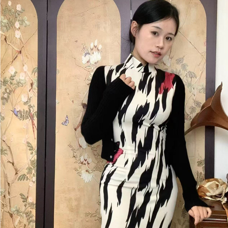 花猫家【斑马找猫猫】港工旗袍原创印花新中式