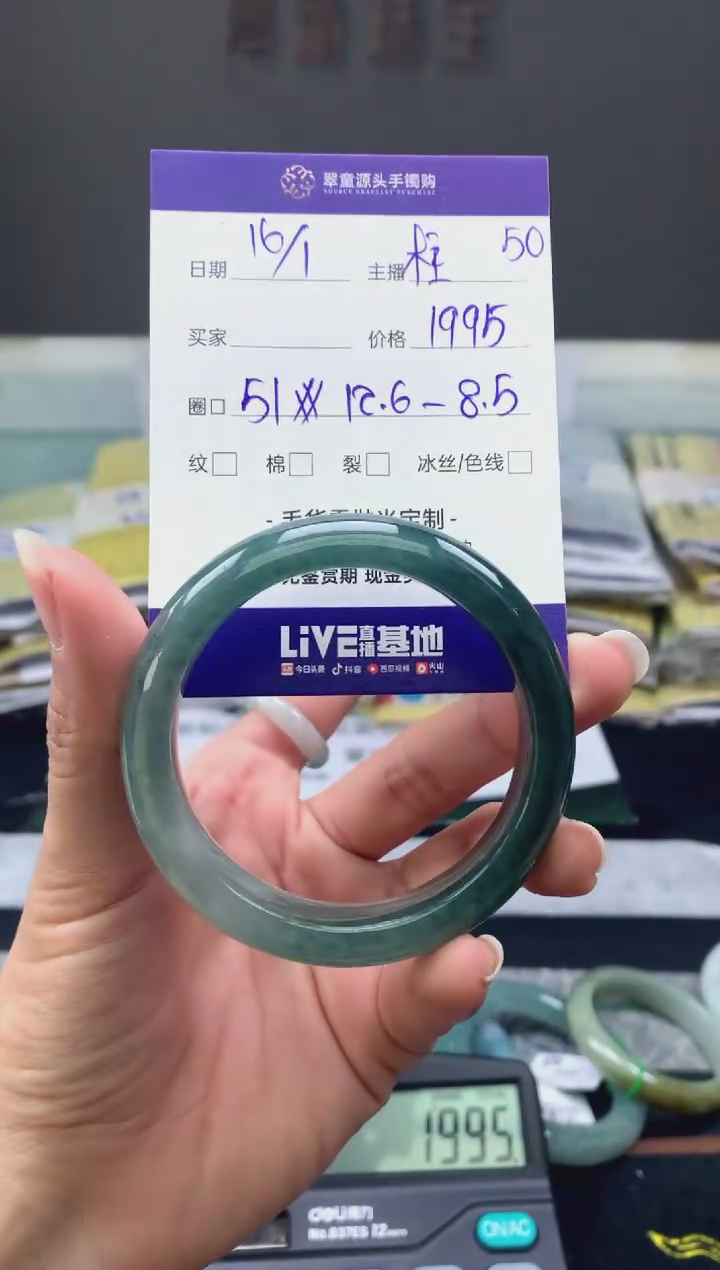 【闪购商品】翡翠手镯未镶嵌翡翠手镯圈口51#1995元