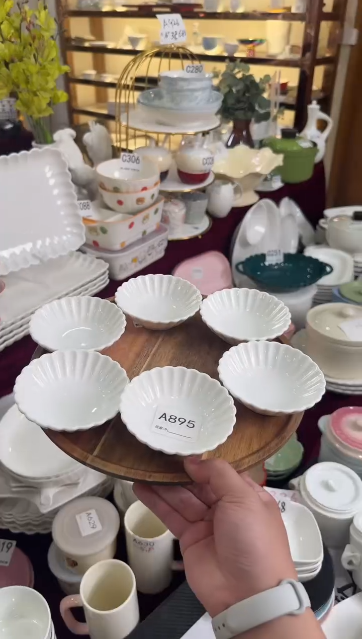 摆件陶A895 6个陶瓷餐具库存微瑕介意勿拍