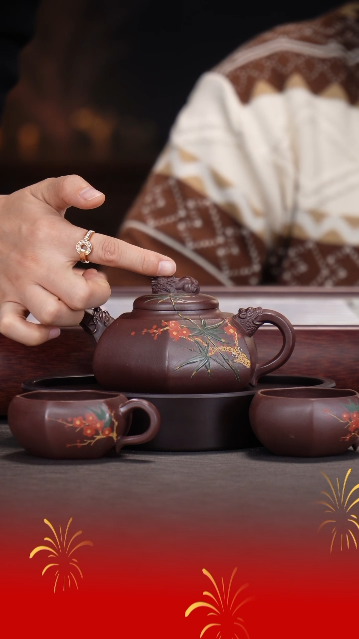 【闪购商品】紫砂茶宠王志刚/紫泥/六方祥瑞套组/260cc