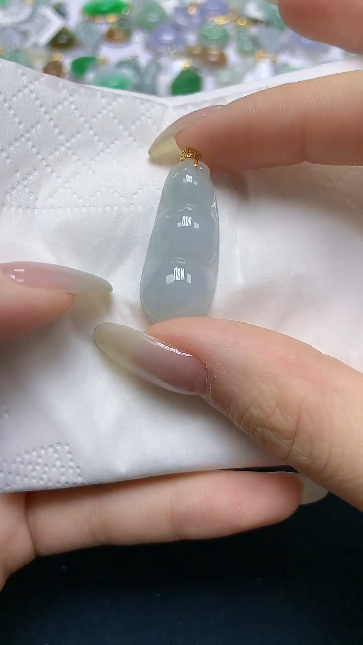 【闪购商品】翡翠18K金镶嵌颈饰天然缅甸A货翡翠