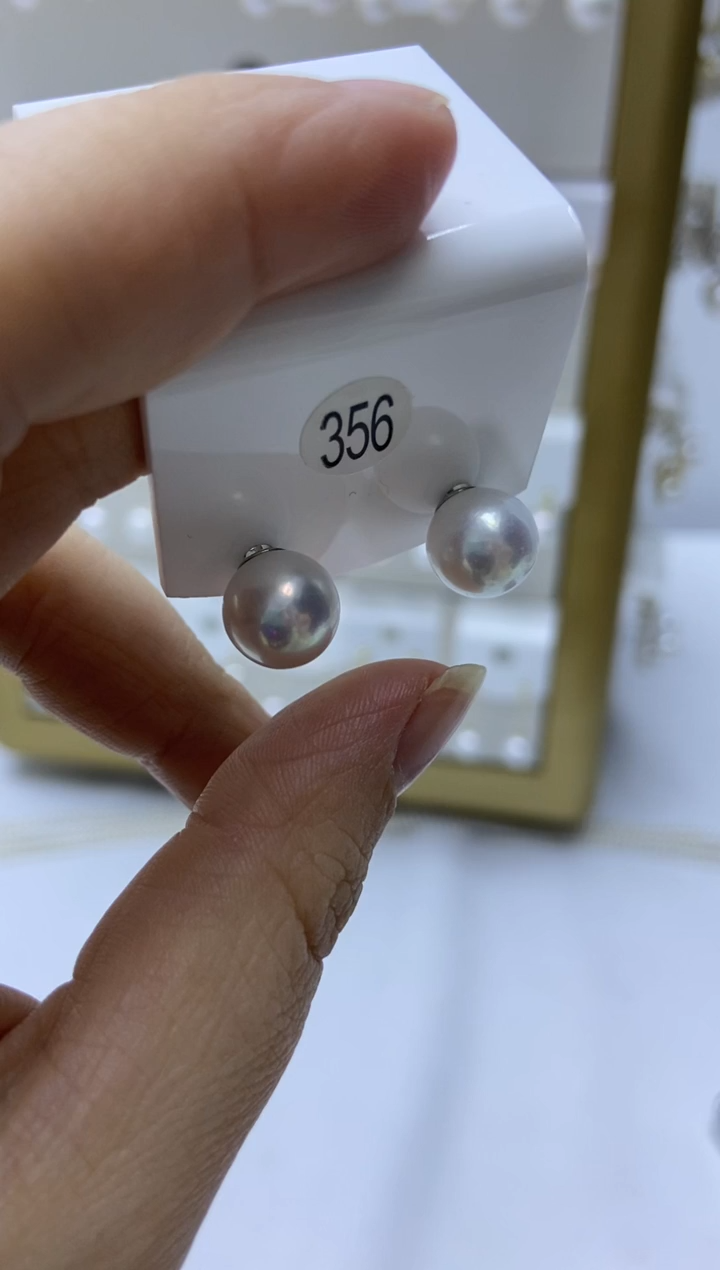 银S925镶嵌耳饰淡水珍珠356