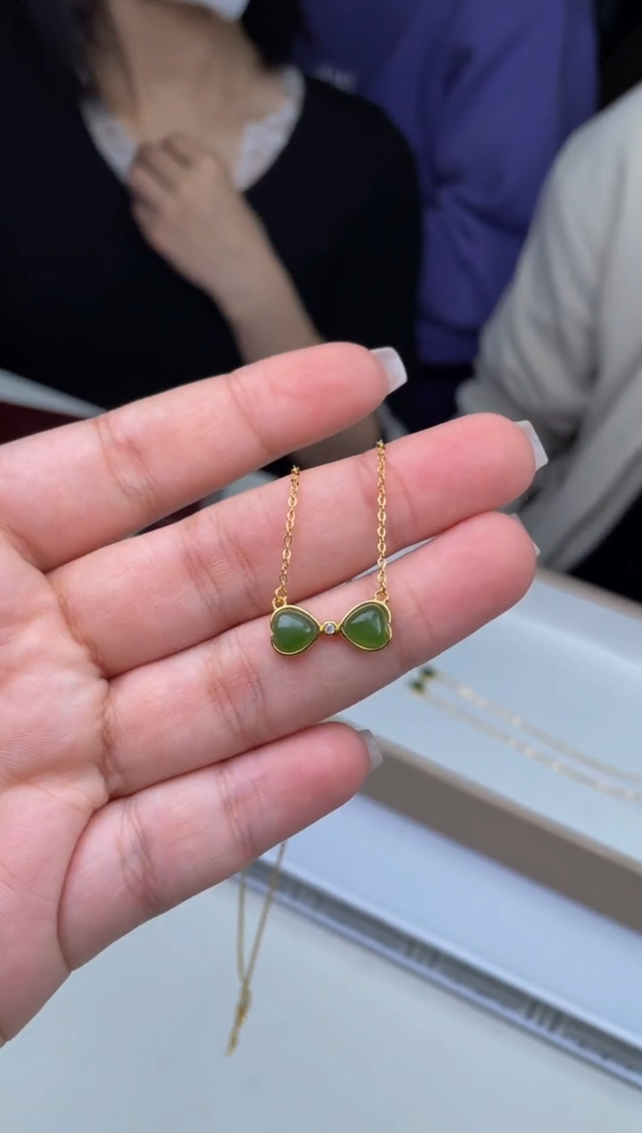 【闪购商品】和田玉项链银S925镶嵌天然和田玉拍一发一