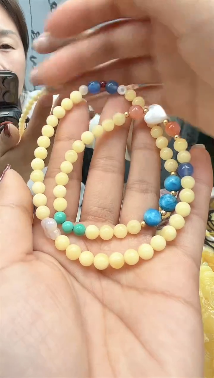 【闪购商品】琥珀裸石未镶嵌双圈手链  多样性发一