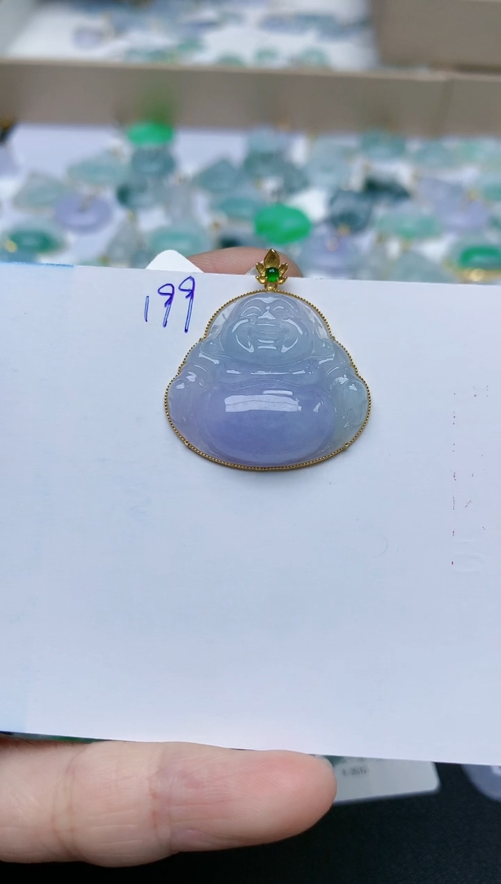 【闪购商品】翡翠颈饰18K金镶嵌天然翡翠A货    