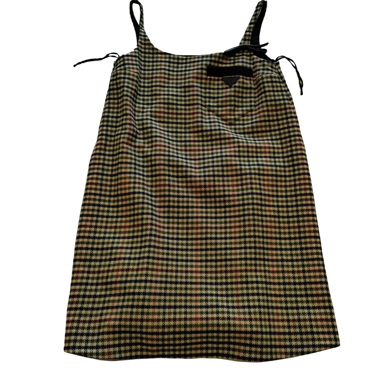 95新 Prada/普拉达 麦殿/纯棉格纹长裙36码棕色/240831LZXXH34