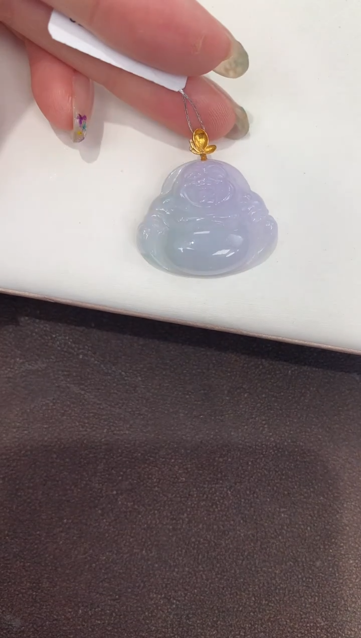 颈饰18K金镶嵌翡翠天然缅甸a货翡翠