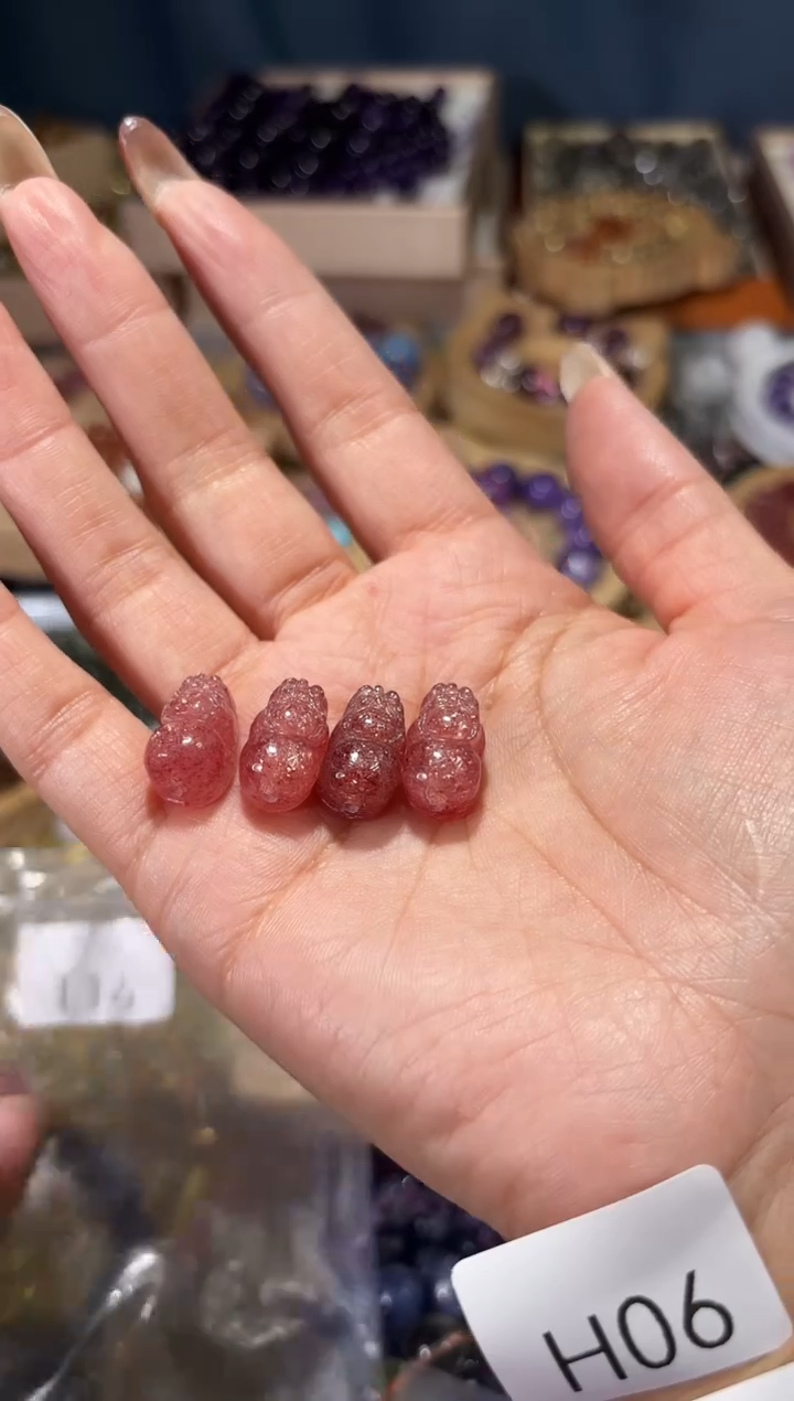 未镶嵌手串水晶T14草莓晶貔貅宽卡10单颗