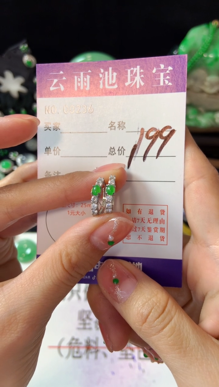 【闪购商品】翡翠耳饰银S925镶嵌翡翠