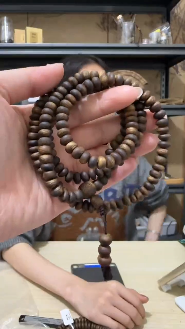 【闪购商品】沉香手串27号棋楠虫漏料多圈19克+