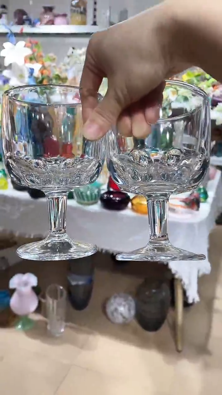 【闪购商品】水晶玻璃2只厚壁矮脚甜品杯