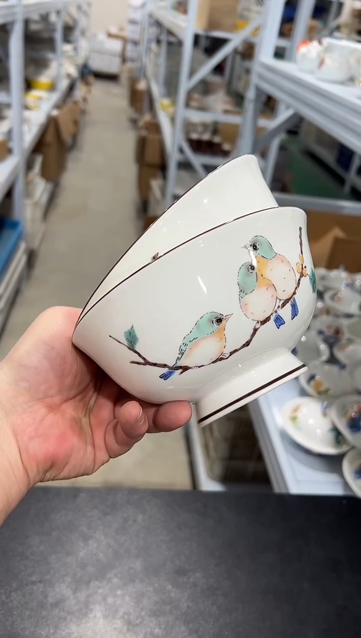 杯子骨瓷（简装）6.3寸小鸟碗两个