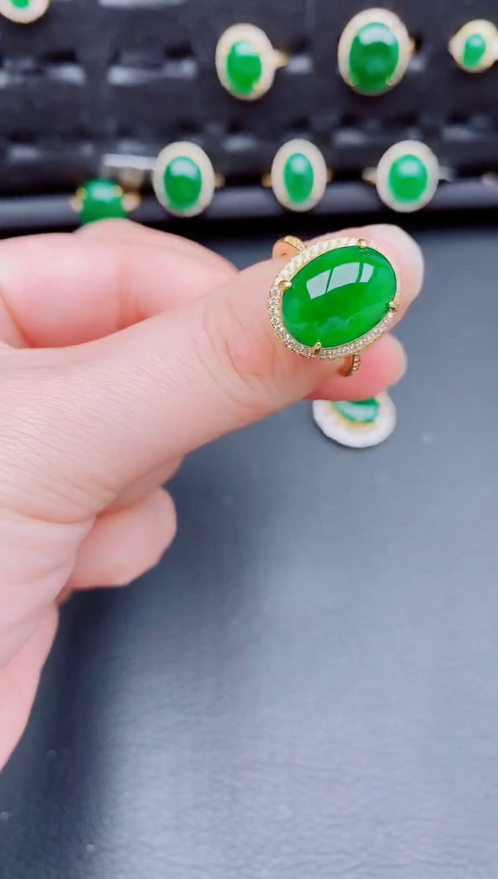 【闪购商品】翡翠戒指银S925镶嵌天然a货翡翠338