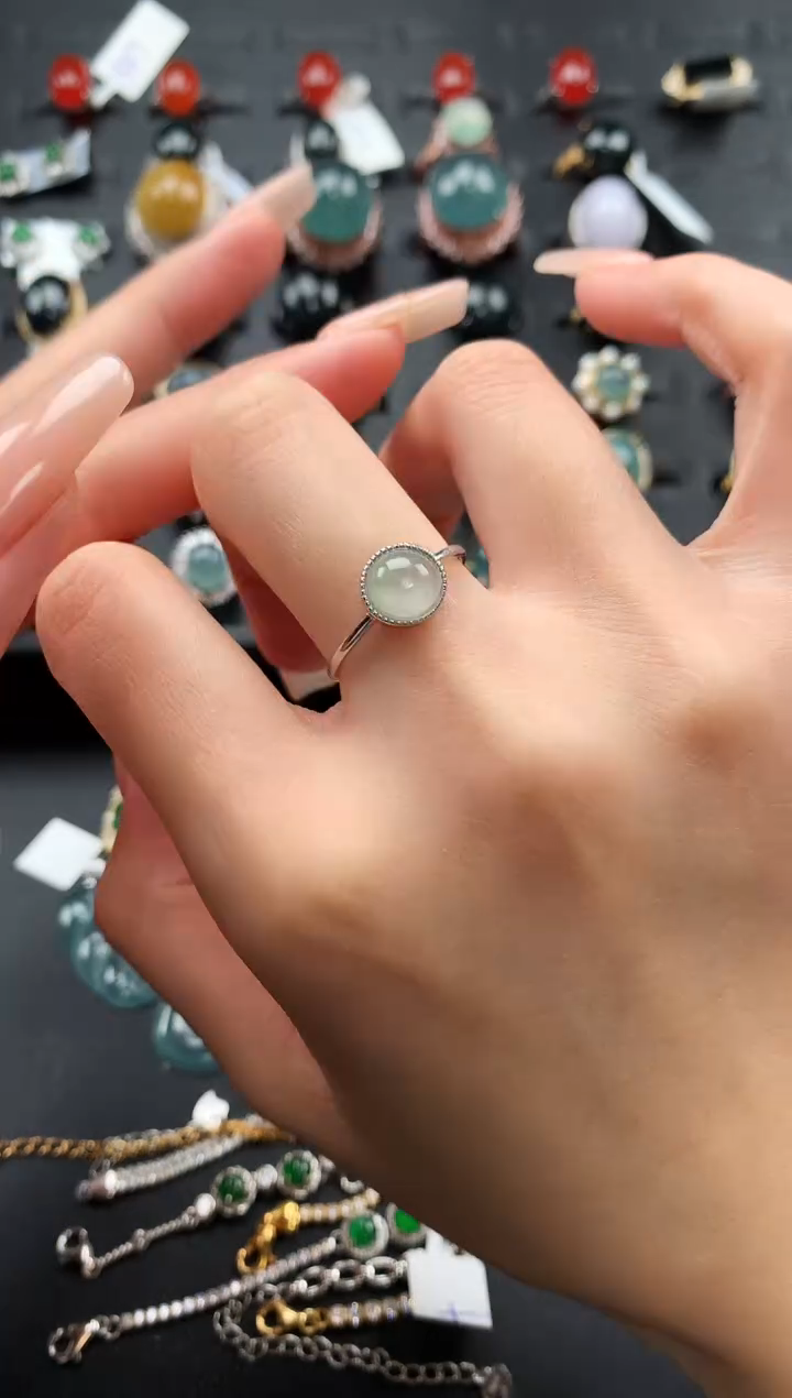 【闪购商品】翡翠戒指银S925镶嵌26543765454