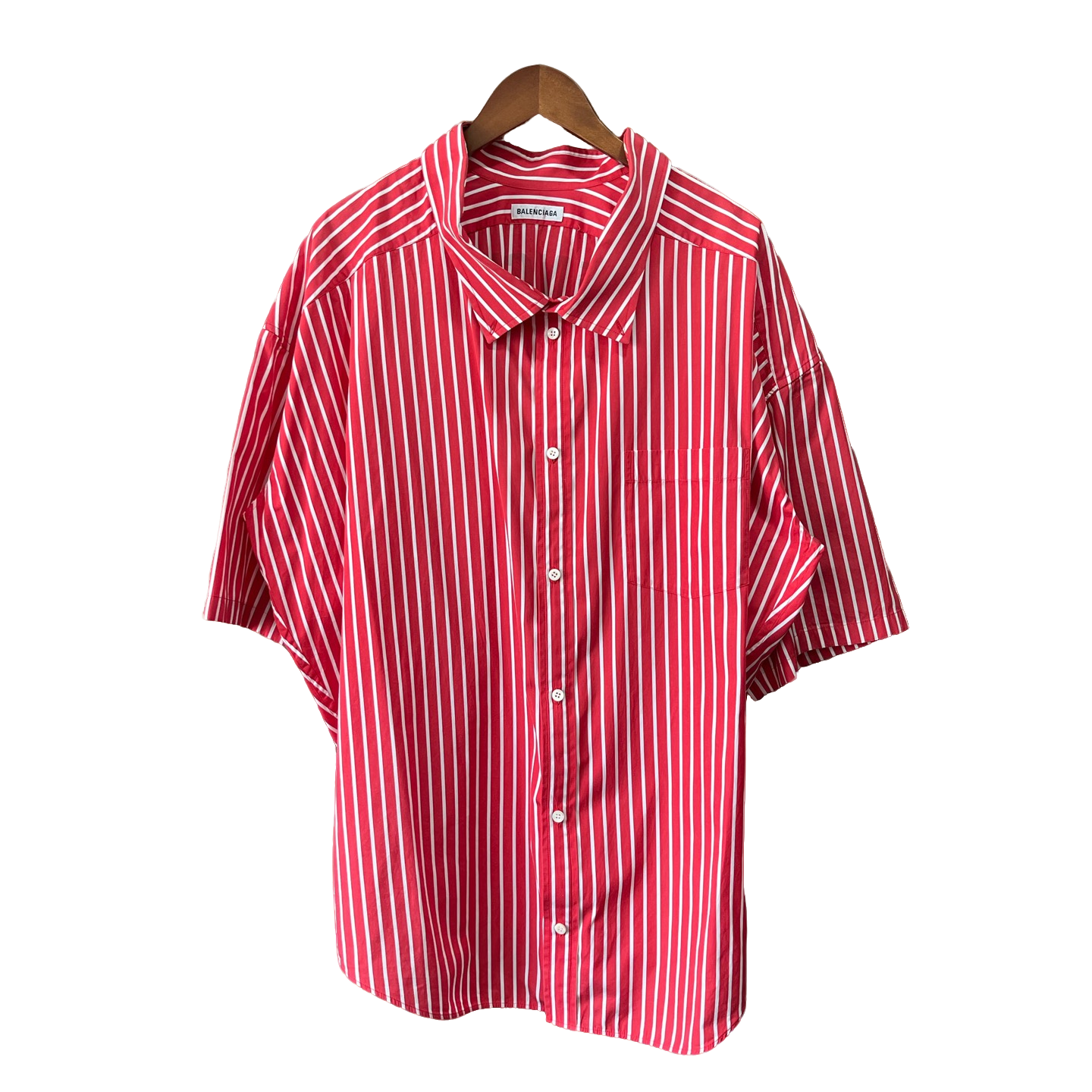 99新 Balenciaga/巴黎世家 红白条纹棉质衬衫 34码X0140