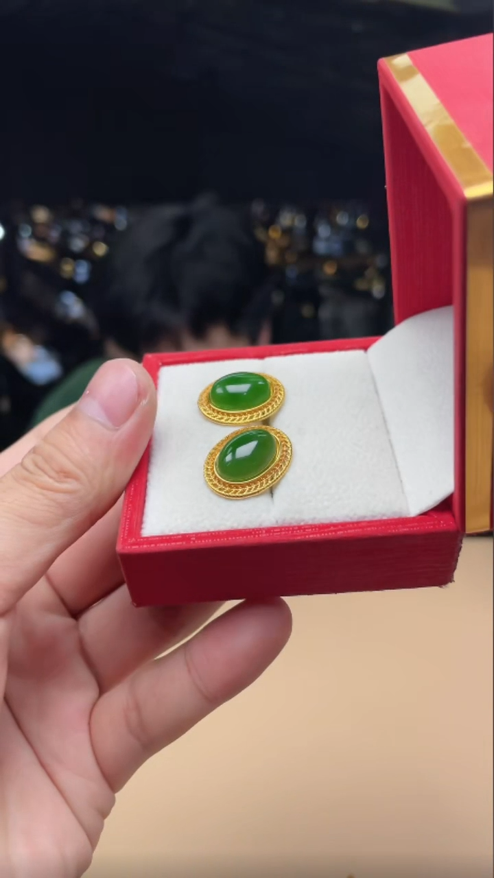 定制和田玉银S925镶嵌耳钉100302-F55-多样性发其—