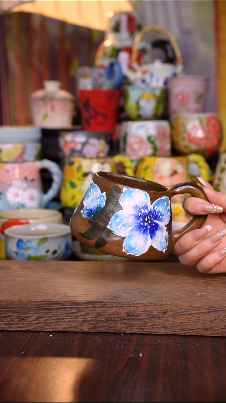 杯子陶泥垚手作 景德镇手工手绘陶瓷器物