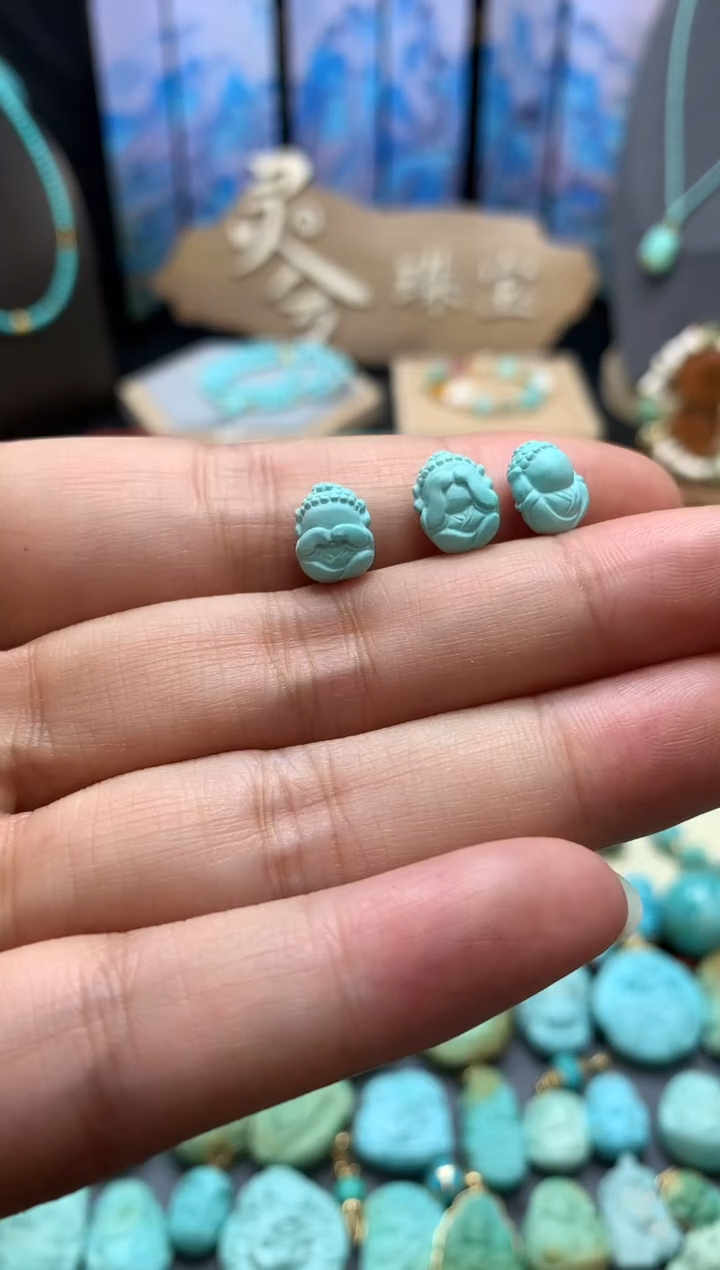 【闪购商品】绿松石挂件未镶嵌高瓷绿松石三不佛