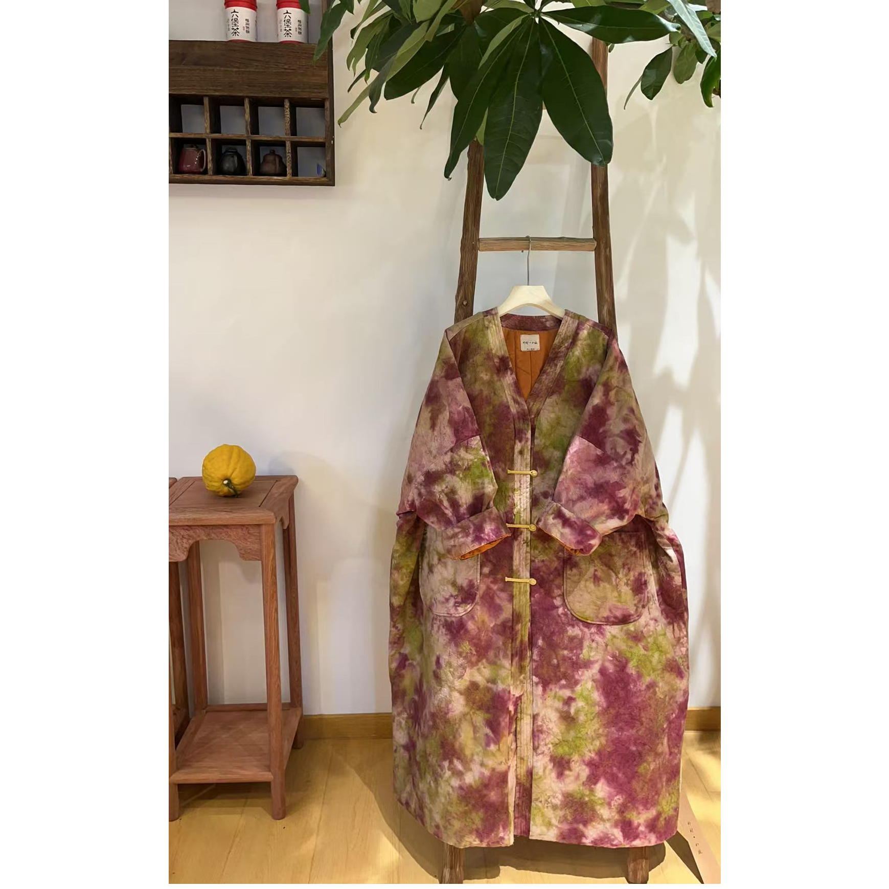 《一布一世界、一染一千年》扎染老土布手工盘扣棉花袍子