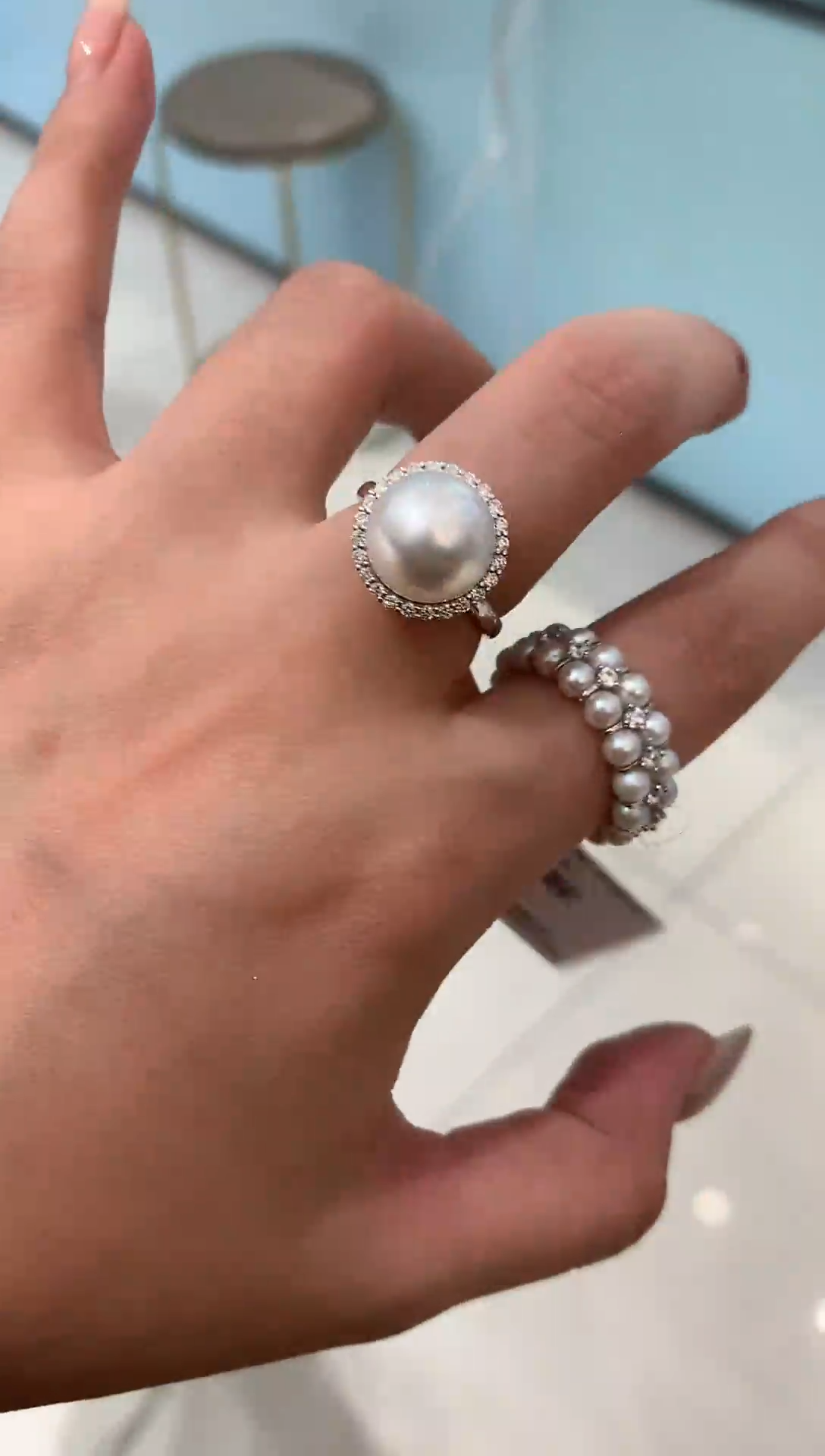 18K金镶嵌戒指海水珍珠A368|11000