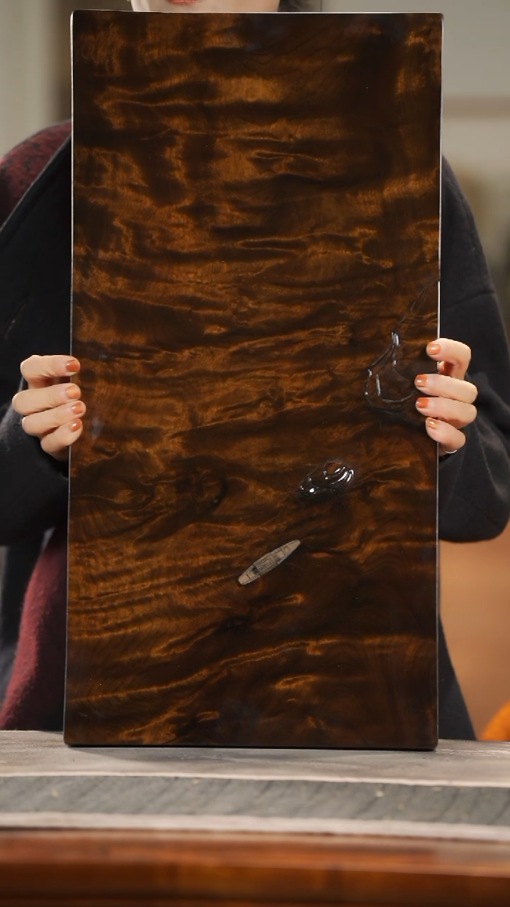 【闪购商品】金丝楠木雕孤舟山水系列水波纹干泡茶盘