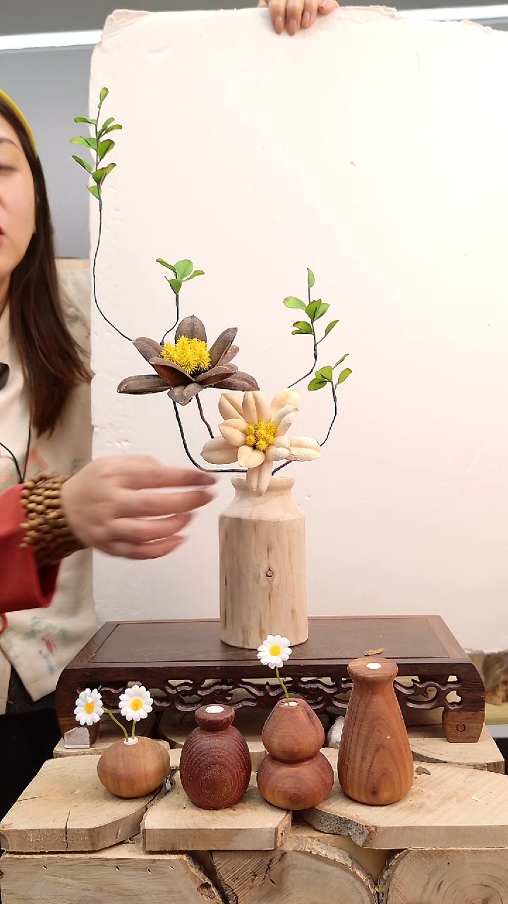 木实木花瓶配花一套