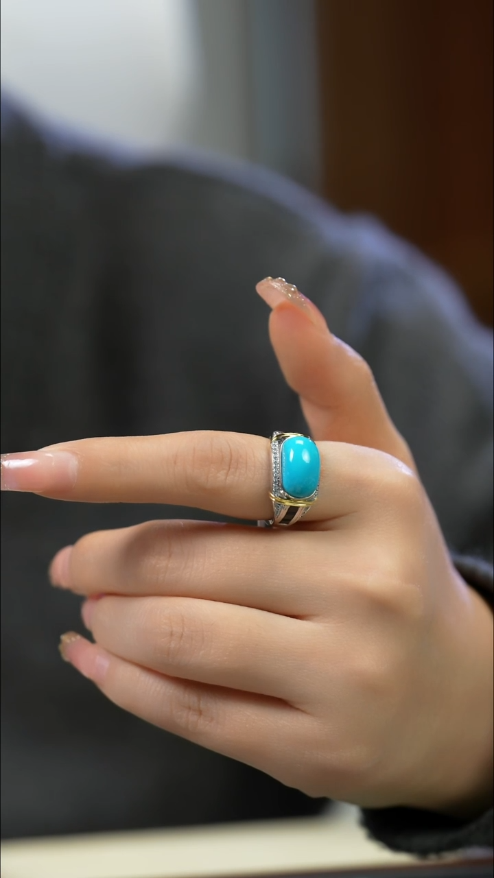 银S925镶嵌绿松石戒指精品