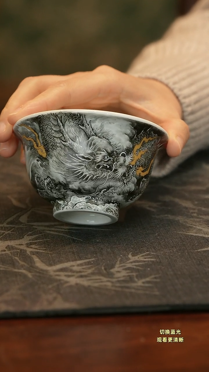 手绘墨龙大压手杯