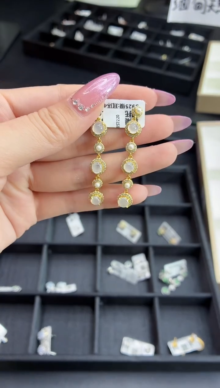 银S925镶嵌翡翠耳饰11111111