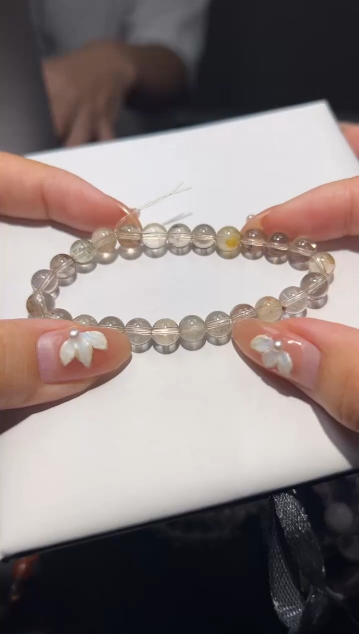 未镶嵌手链水晶发晶手串7mm