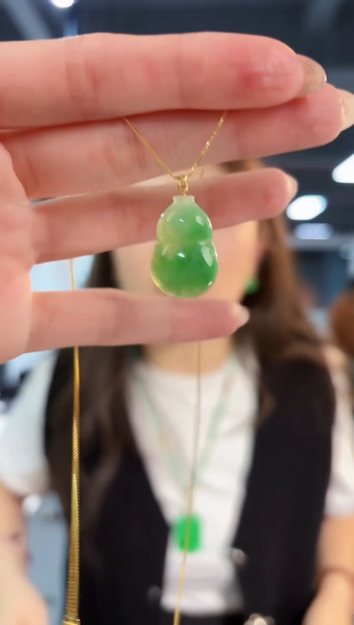 【闪购商品】翡翠吊坠(不含链)18K金镶嵌缅料A货/支持复检/一件