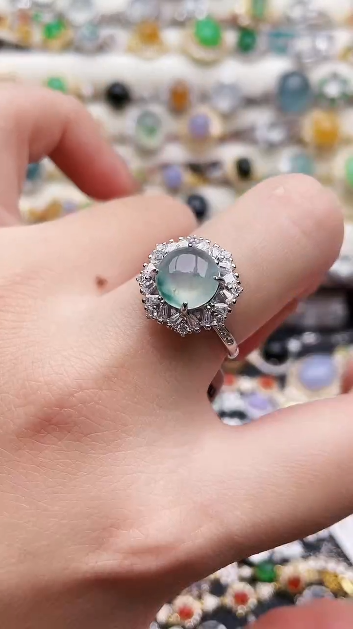 银S925镶嵌戒指翡翠137