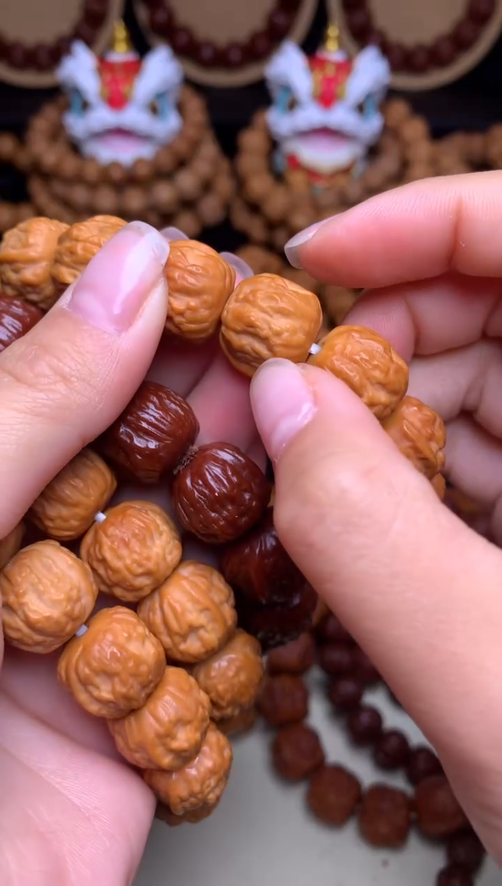 【闪购商品】文玩核桃手串15-16mm金蟾蛤蟆头龙炎料深雕全品