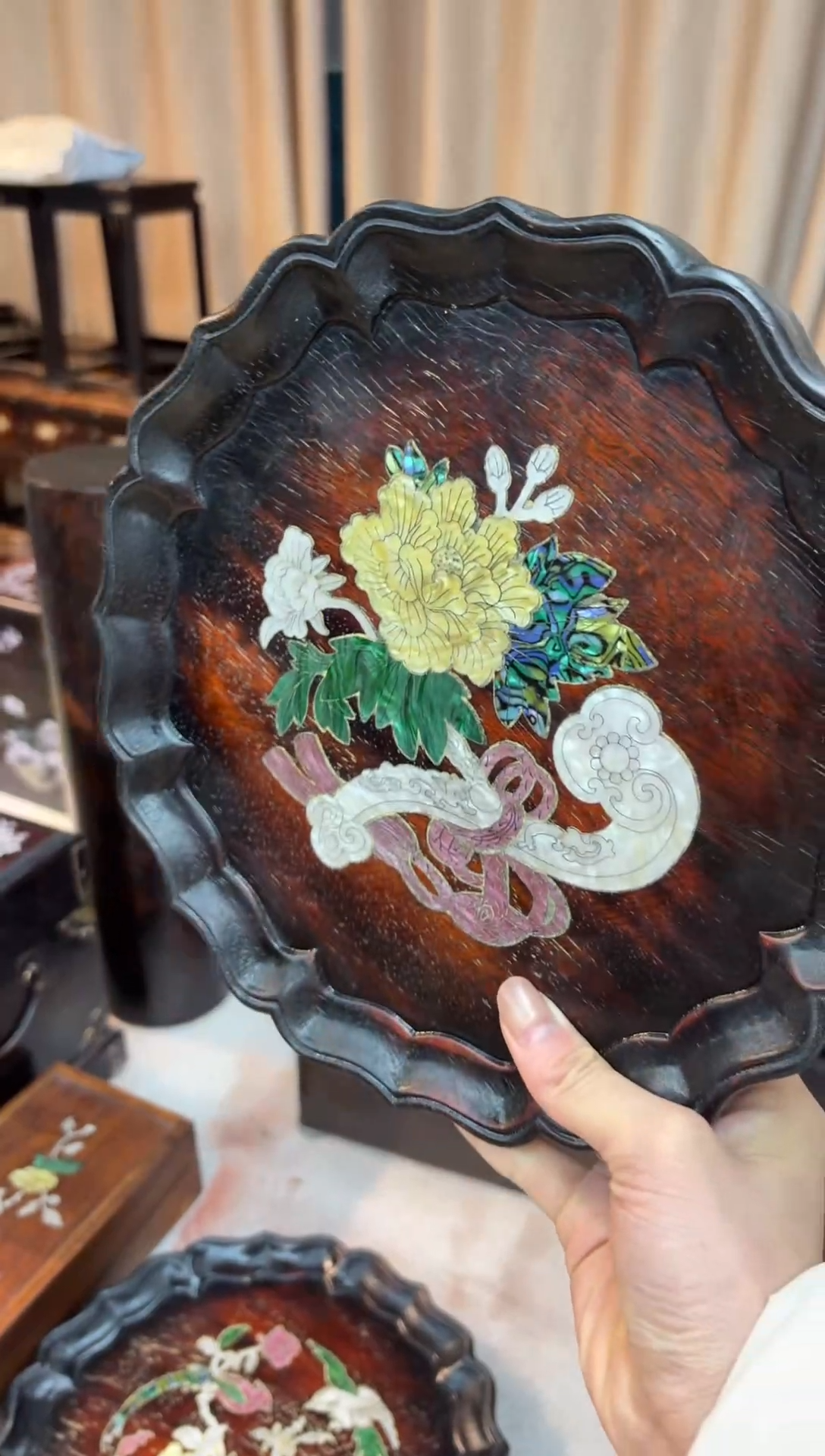 木紫檀螺钿工艺茶盘