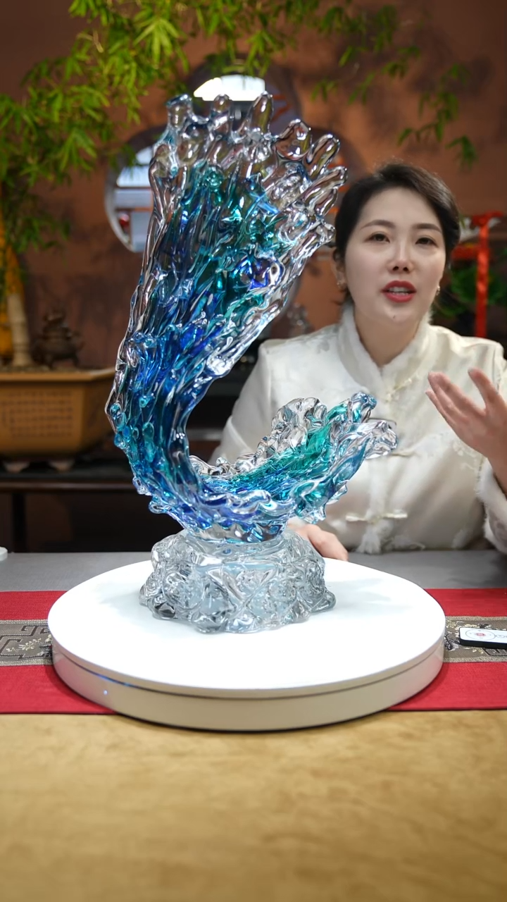 【闪购商品】琉璃手工艺品蓝色风生水起50-26