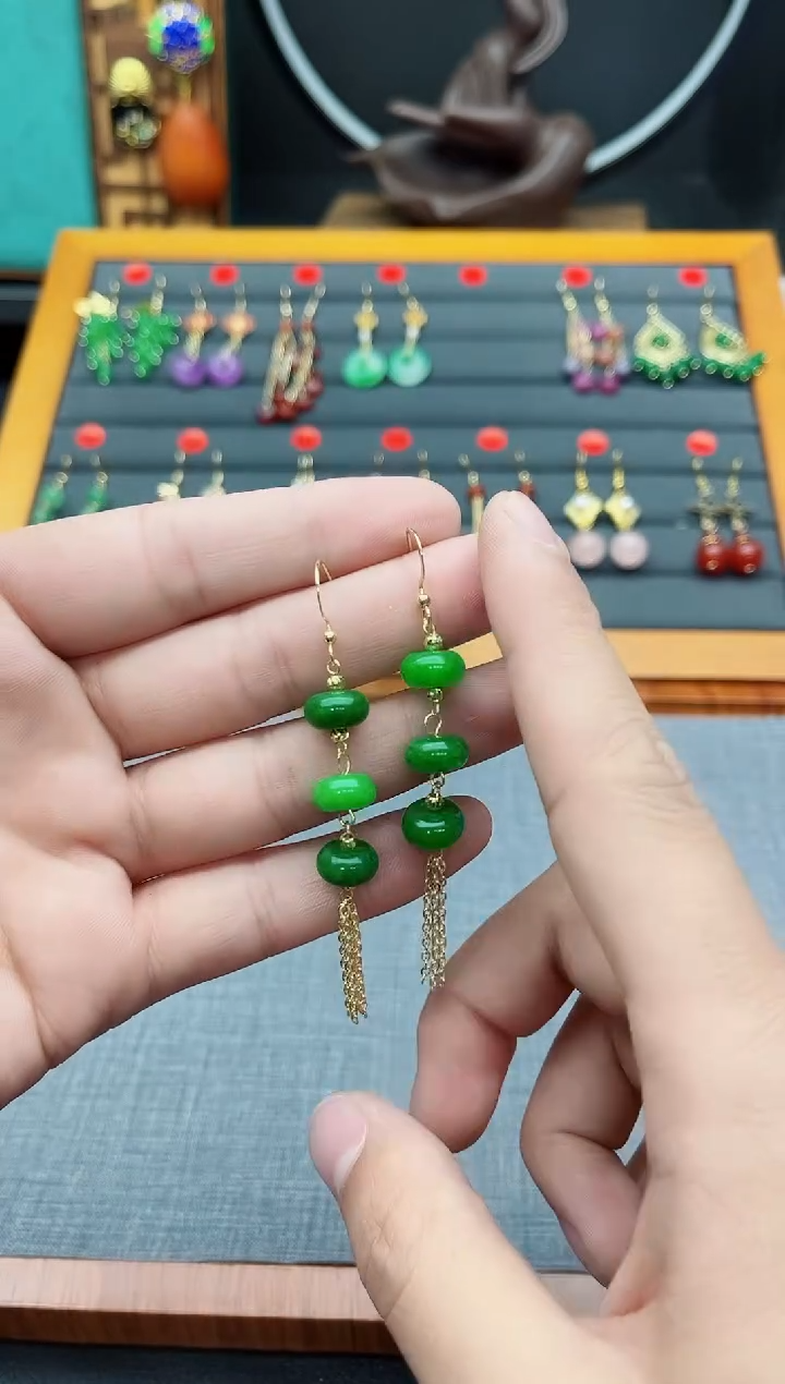 【闪购商品】玛瑙/玉髓耳钉合金盘子里5