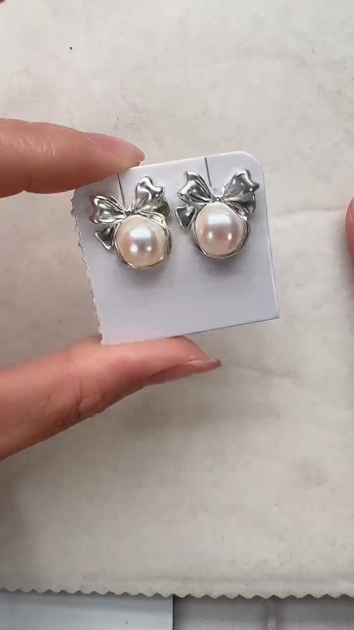 合金淡水珍珠耳饰3355
