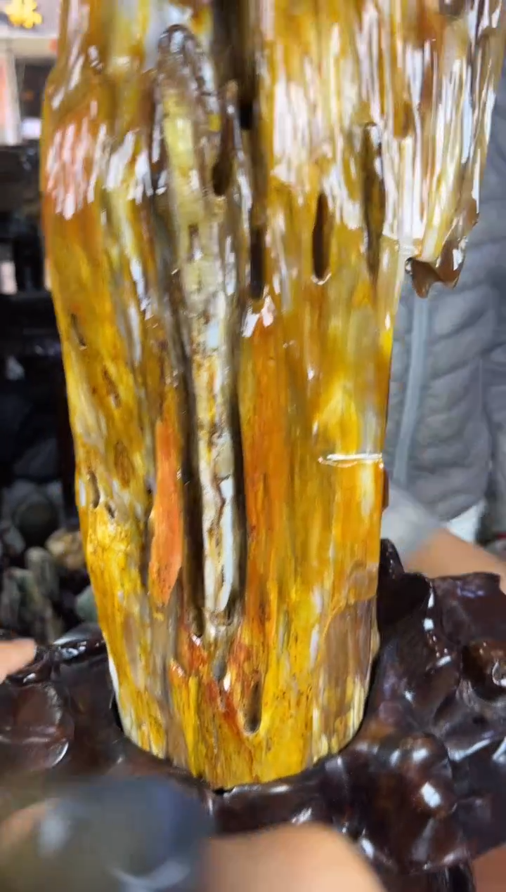 缅甸天然树化玉摆件