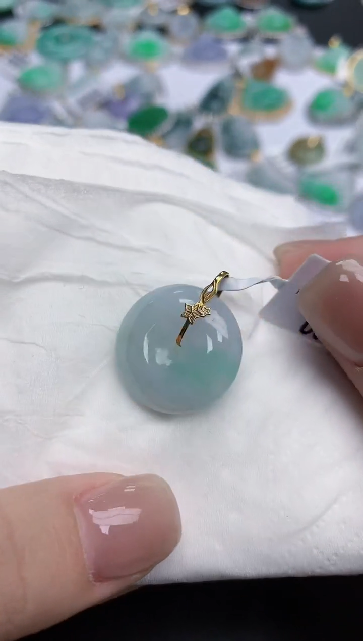 【闪购商品】翡翠颈饰18K金镶嵌天然缅甸翡翠A货