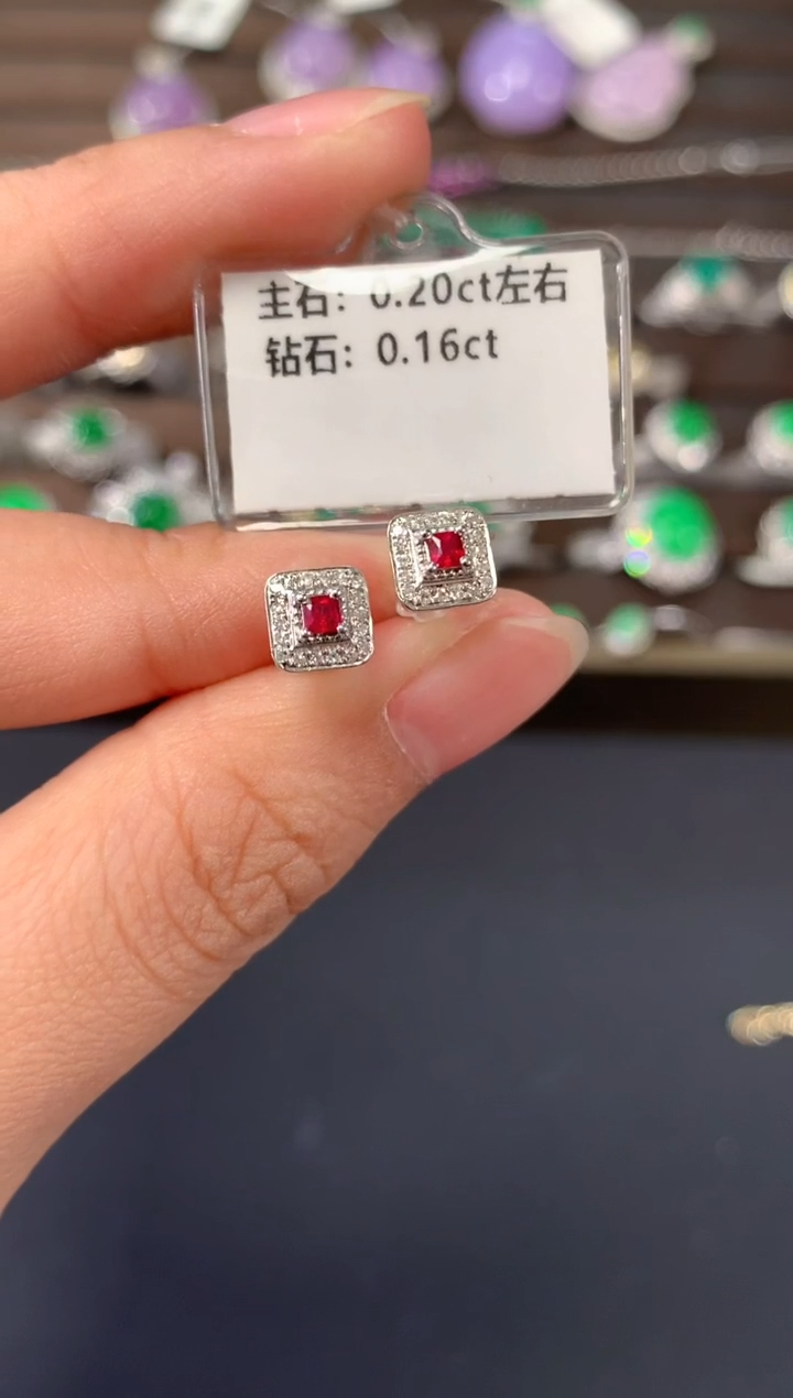 【闪购商品】红宝石耳饰18K金镶嵌A678|(多样性发货）拍一发一
