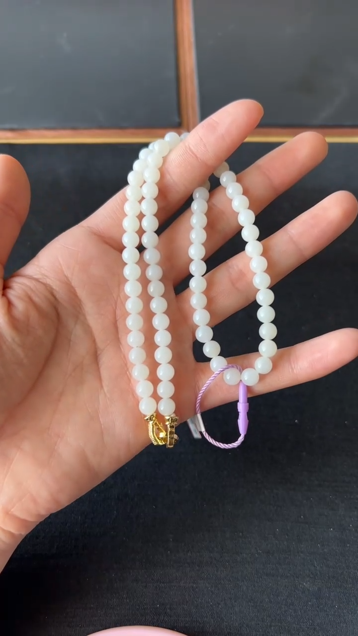 【闪购商品】和田玉项链未镶嵌且末微色差米达卡6妈妈链