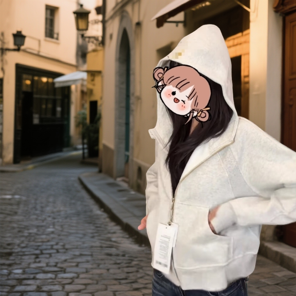 宽松版加绒卫衣拉链连帽休闲时尚一毛毛一样样