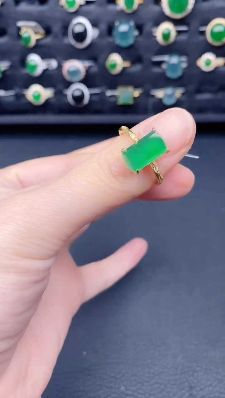 银S925镶嵌戒指翡翠天然a货翡翠401