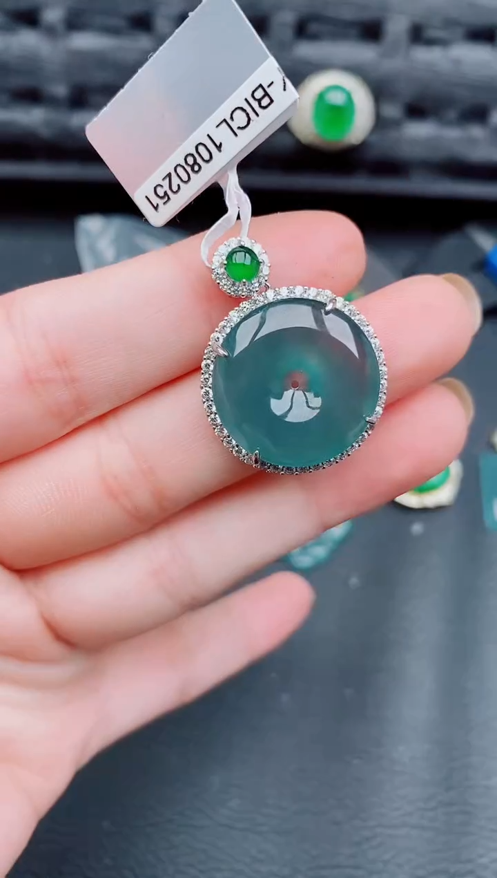 【闪购商品】翡翠颈饰银S925镶嵌天然a货翡翠625